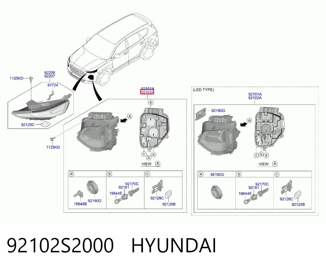 92102S2000 Hyundai/Kia Основна фара - вставка