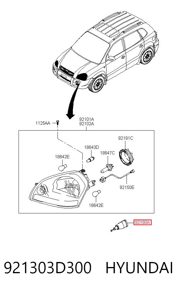 Двигун корректора фари на Hyundai Tucson I JM
