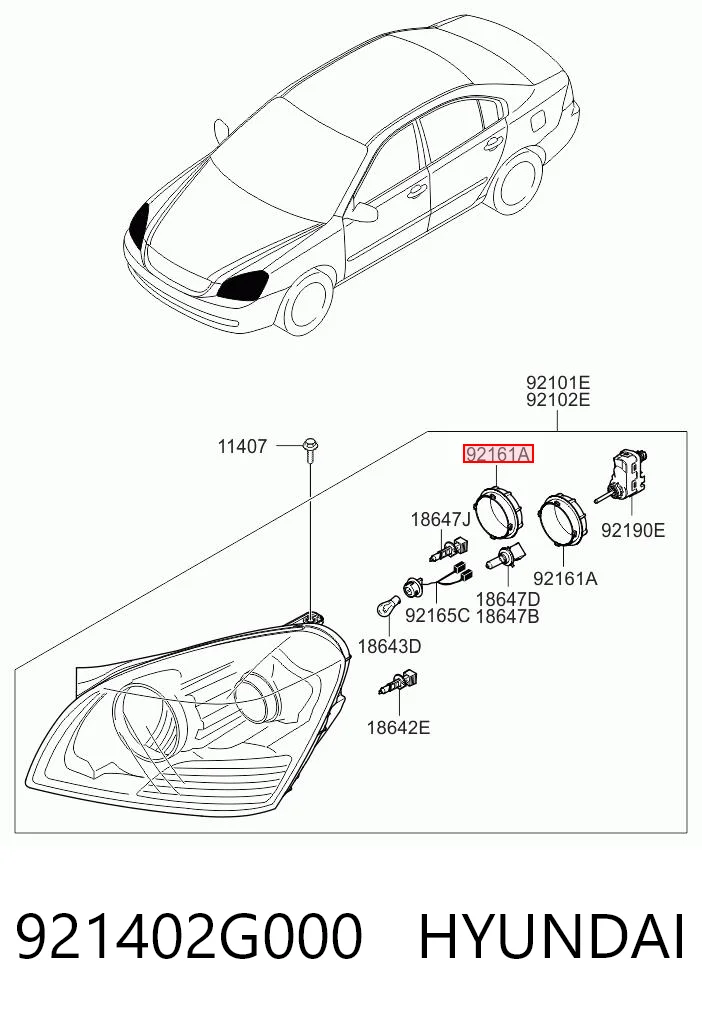 921402G000 Hyundai/Kia Кришка фари, задня