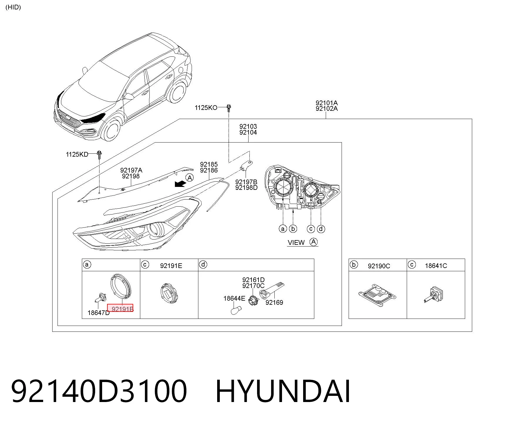 92140D3100 Hyundai/Kia Кришка фари, задня