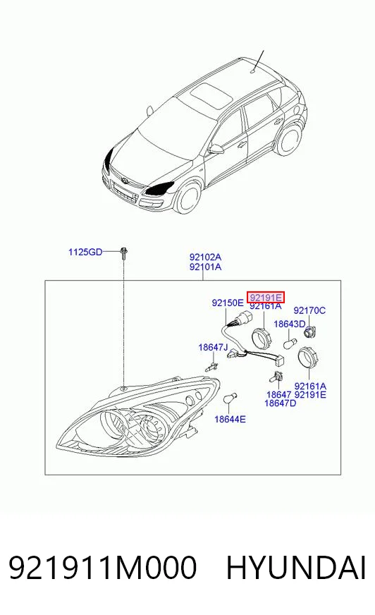 921911M000 Hyundai/Kia Кришка фари, задня