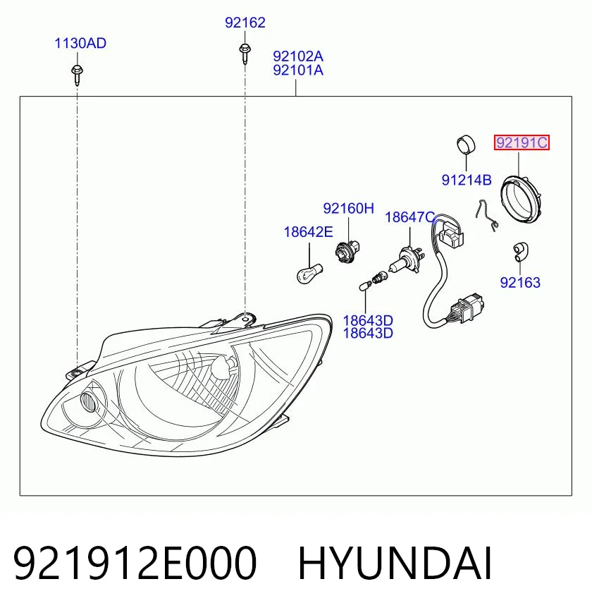 921912E000 Hyundai/Kia Кришка фари, задня