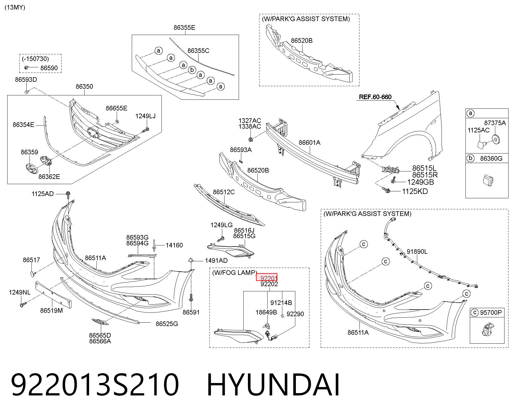 922013S210 Hyundai/Kia Протитуманка ліва