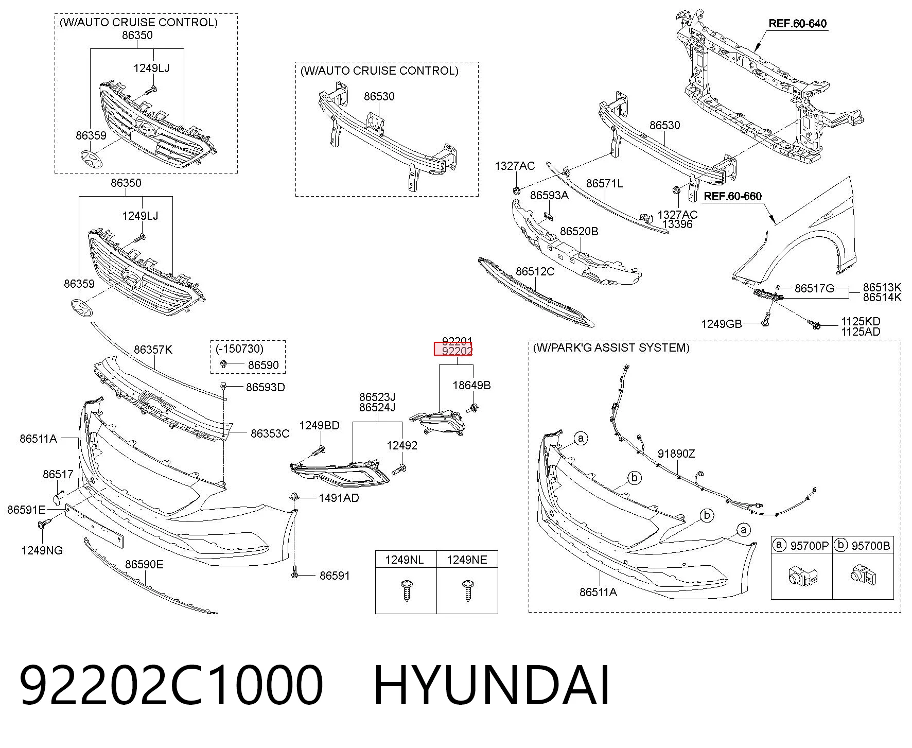 92202C1000 Hyundai/Kia Фара протитуманна, права