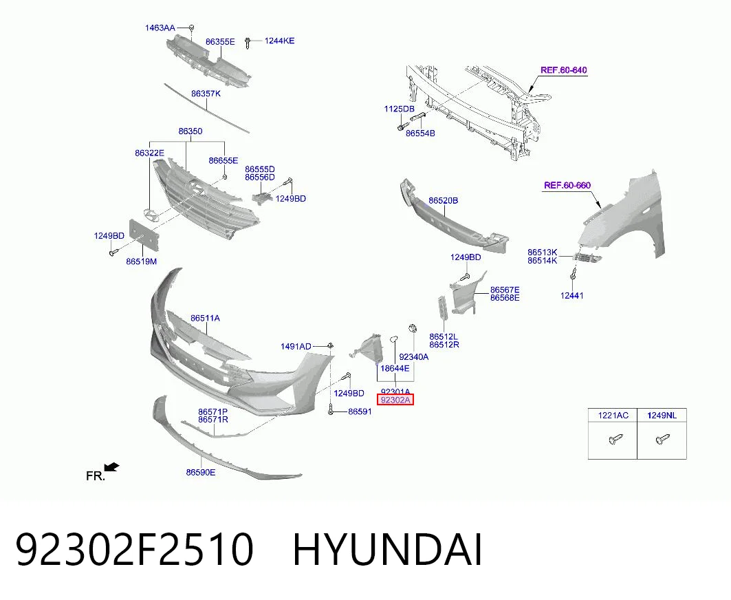 92302F2510 Hyundai/Kia Права протитуманні фари