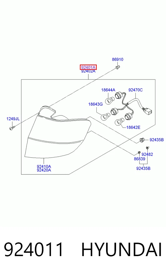 924011 Hyundai/Kia Задня ліва фара