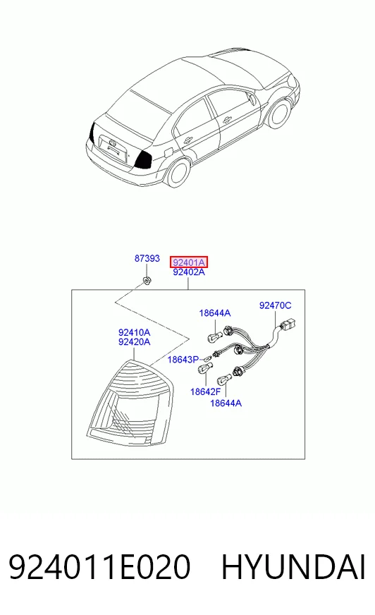Задня ліва фара на Hyundai Accent III MC