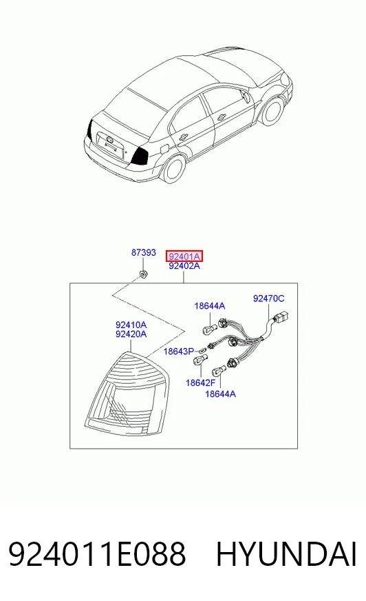 Ліхтар задній лівий Hyundai Accent III седан (MC) (2005 - 2012) ціна, від 32.47 USD