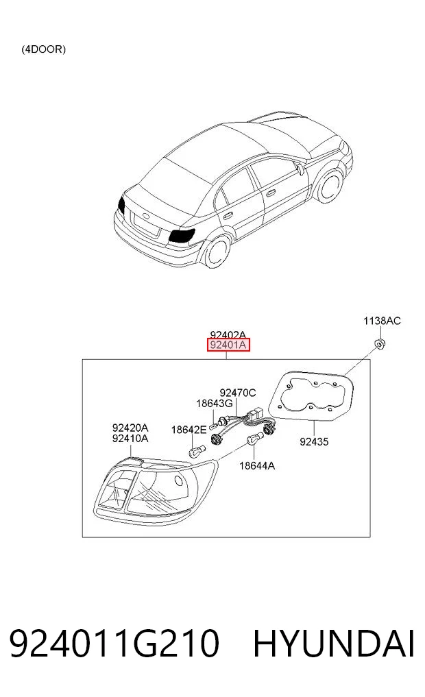 Задня ліва фара на KIA Rio II JB