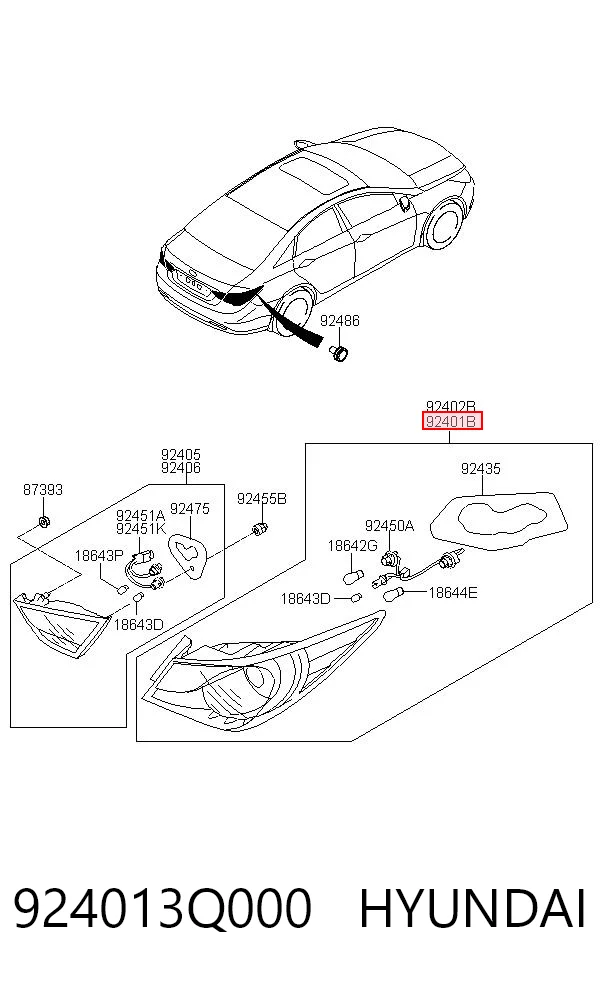 924013Q000 Hyundai/Kia Задня ліва фара