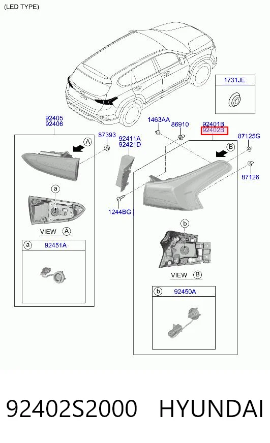 92402S2000 Hyundai/Kia Задній правий зовнішній ліхтар