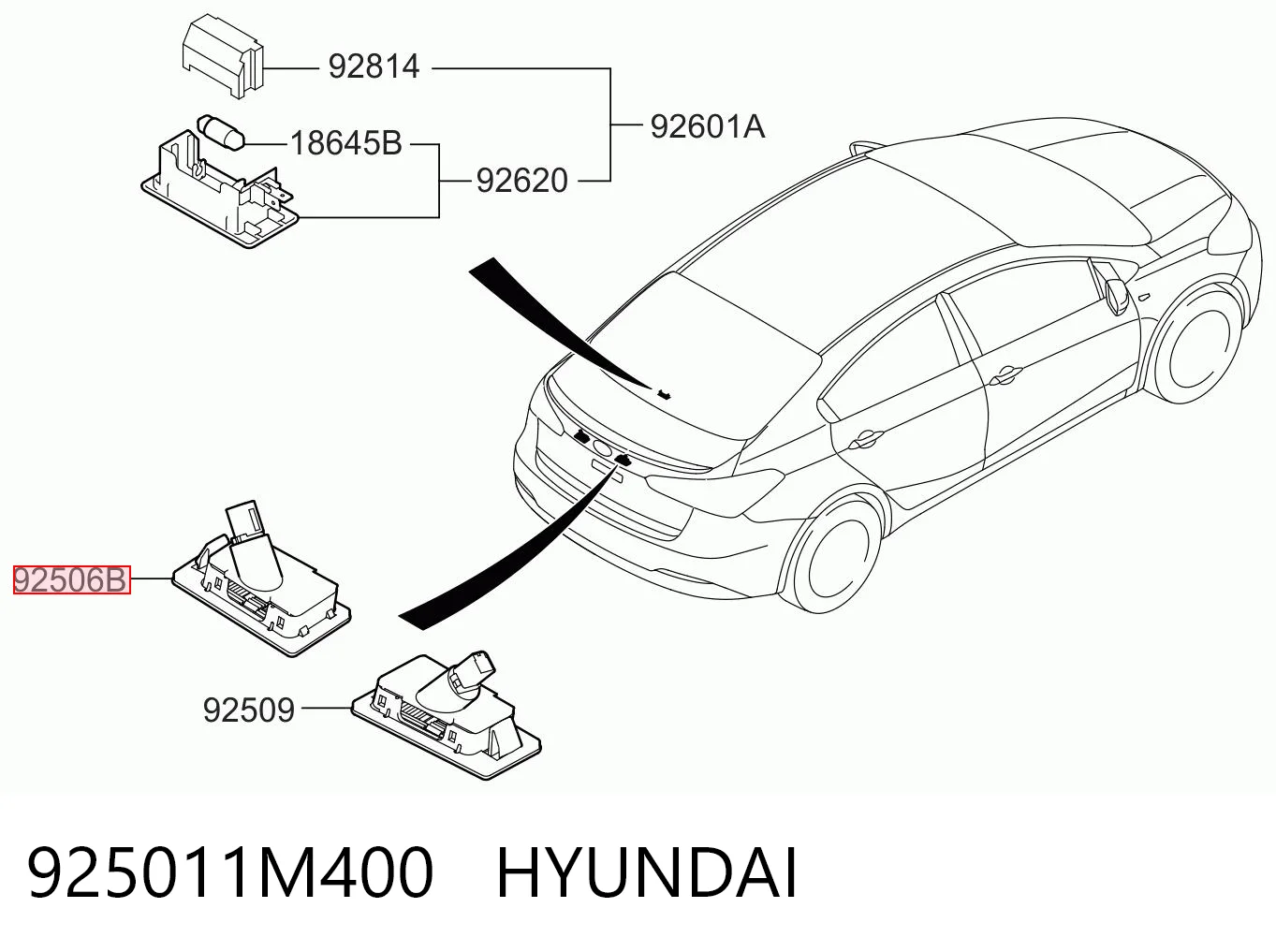 925011M400 Hyundai/Kia Ліхтар освітлення номерного знака