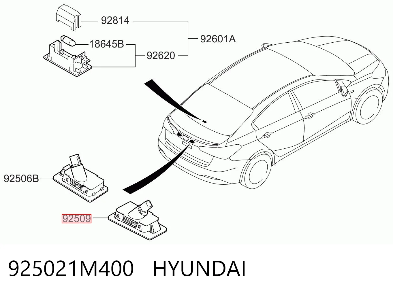 925021M400 Hyundai/Kia Ліхтар освітлення номерного знака