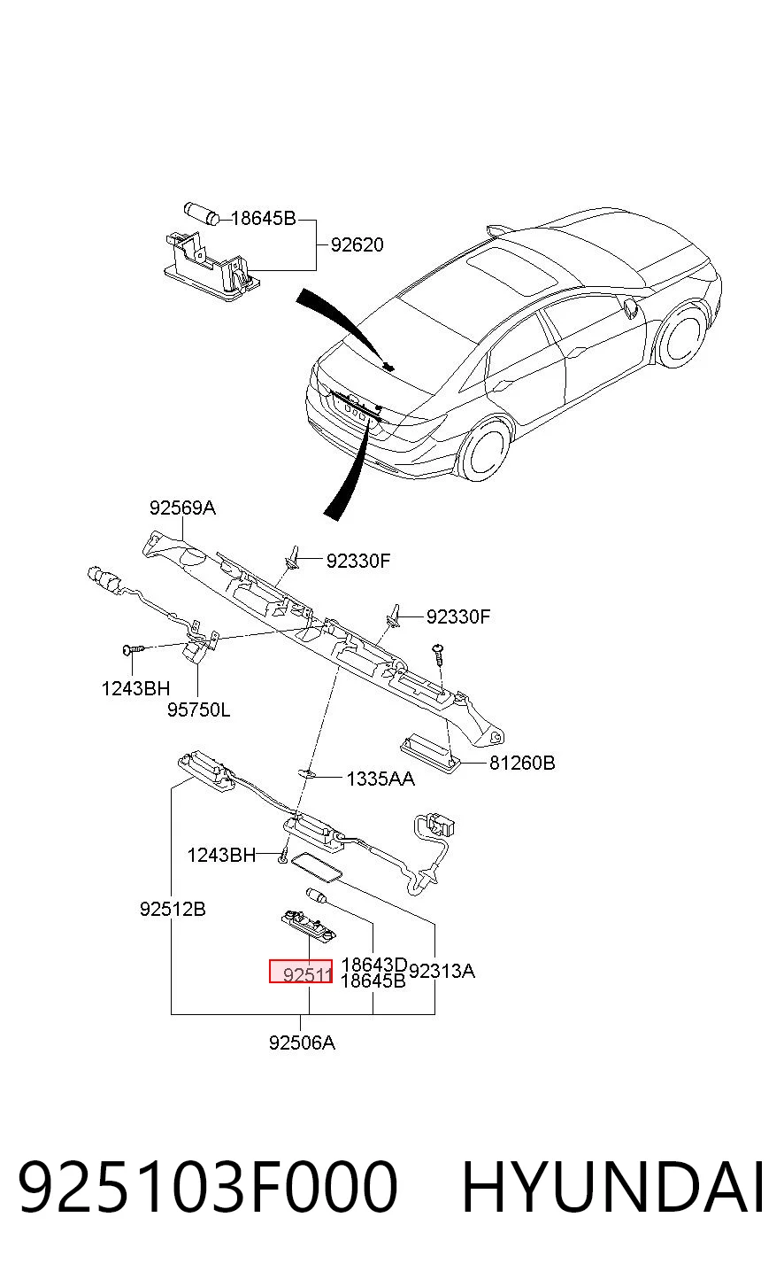 925103F000 Hyundai/Kia Ліхтар освітлення номерного знака