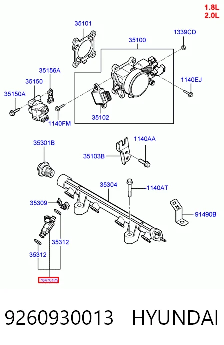 9260930013 Hyundai/Kia Форсунка вприску палива