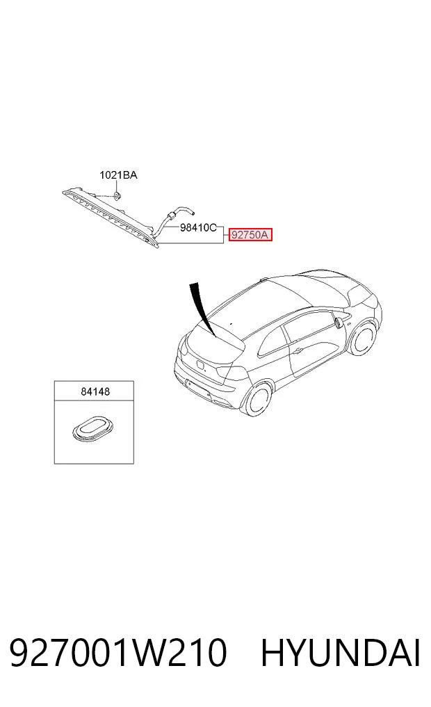 927001W210 Hyundai/Kia Стоп-сигнал заднього скла