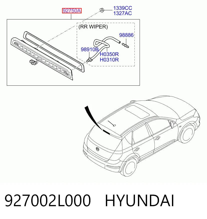 927002L000 Hyundai/Kia Стоп-сигнал заднього скла