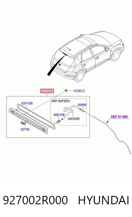 927002R000 Hyundai/Kia Стоп-сигнал заднього скла
