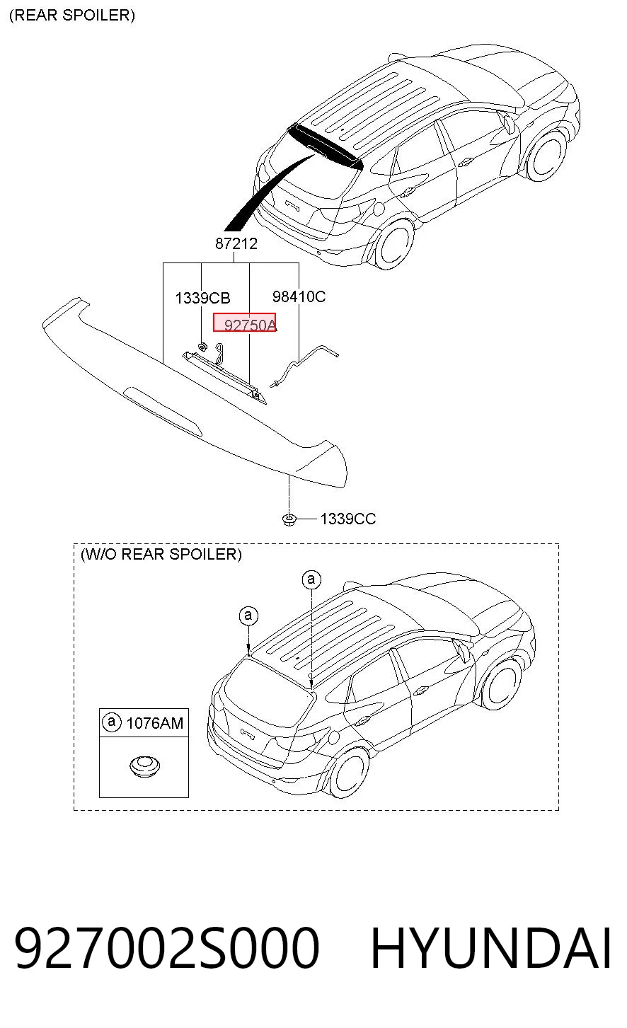 927002S000 Hyundai/Kia Стоп-сигнал заднього скла