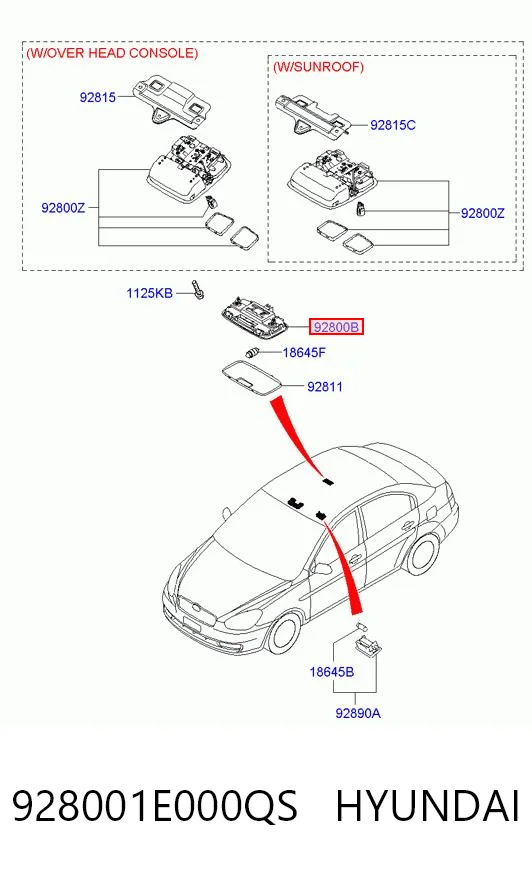 928001E000QS Hyundai/Kia Лампочка освітлення салону