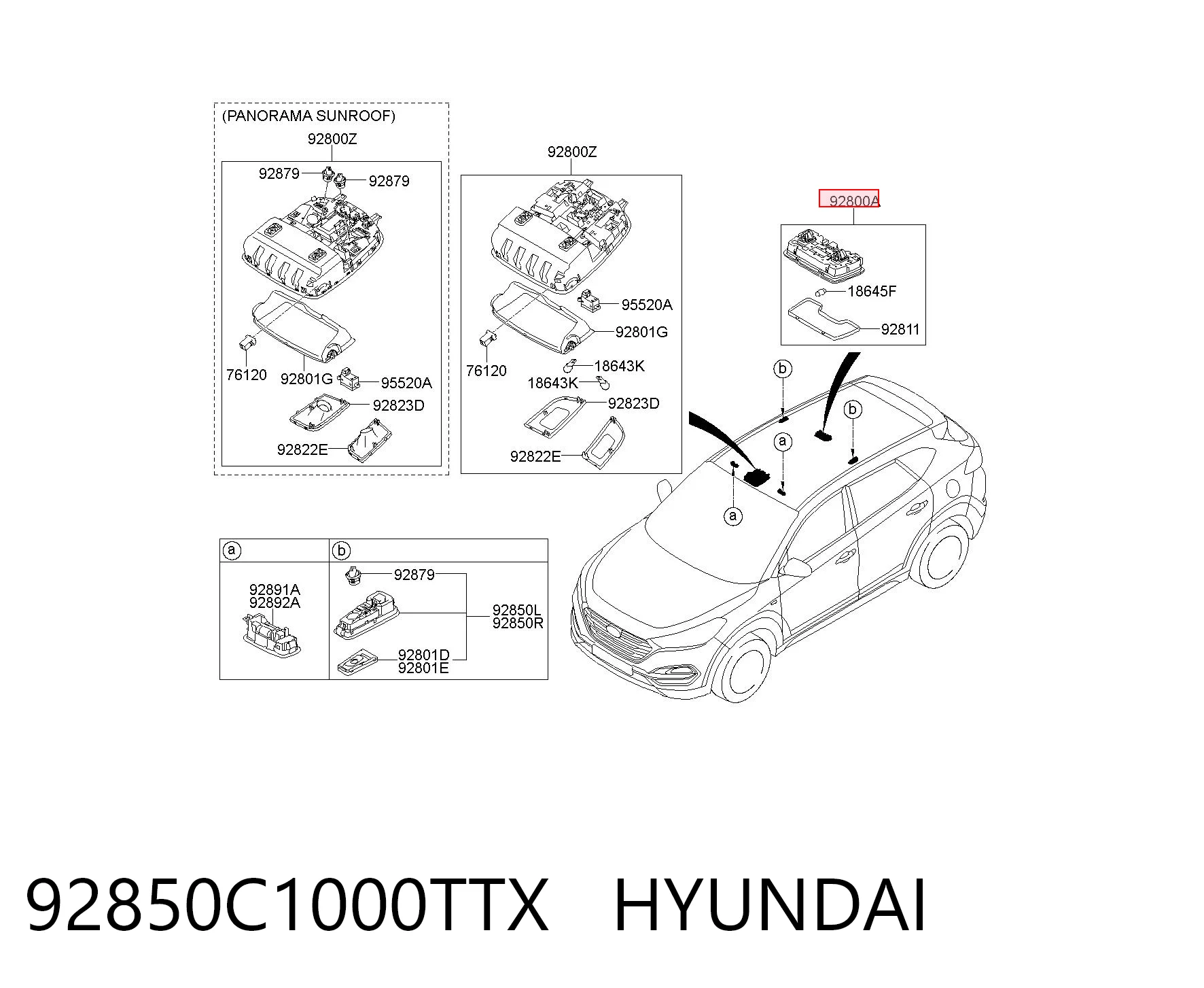 92850C1000TTX Hyundai/Kia Плафон освітлення салону/кабіни, задній