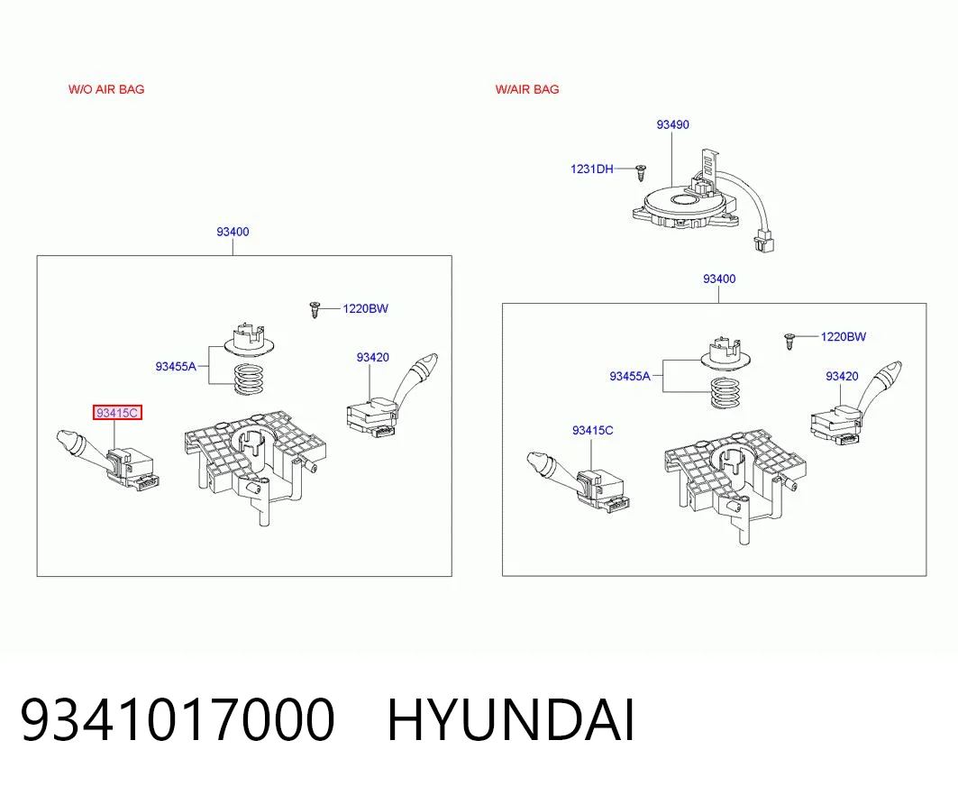 9341017000 Hyundai/Kia Перемикач підрульовий, лівий