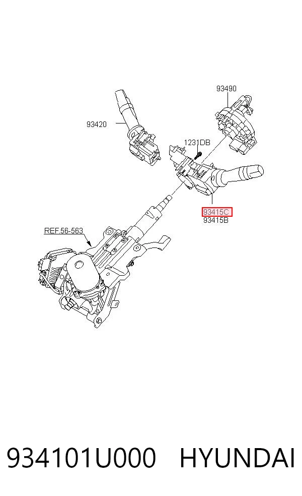 934101U000 Hyundai/Kia Перемикач підрульовий, лівий