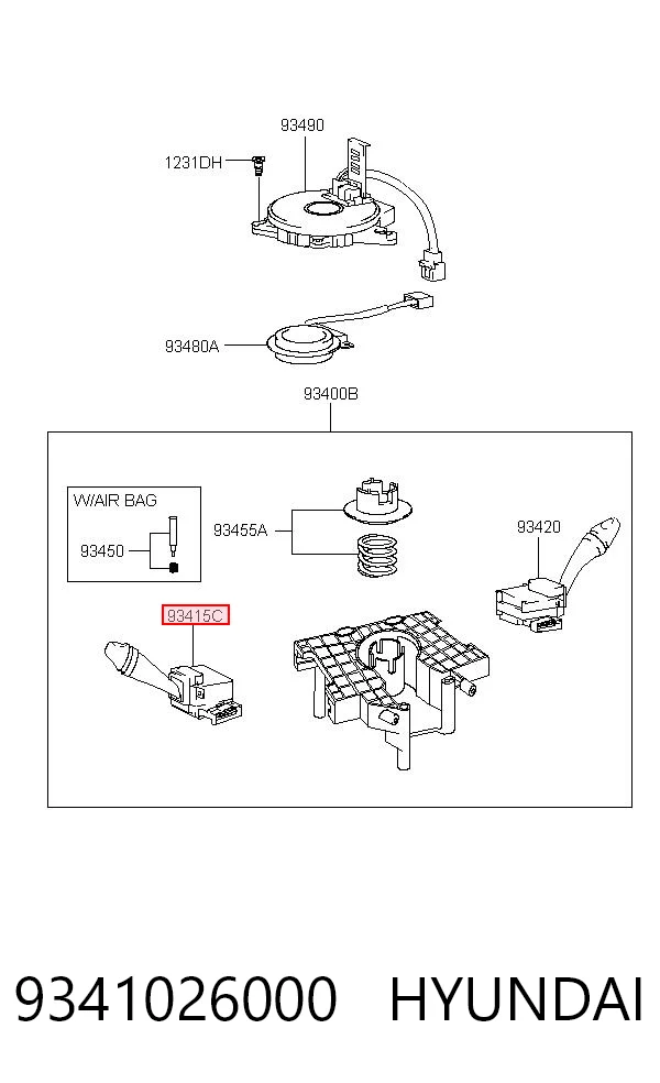 9341026000 Hyundai/Kia Перемикач підрульовий, лівий