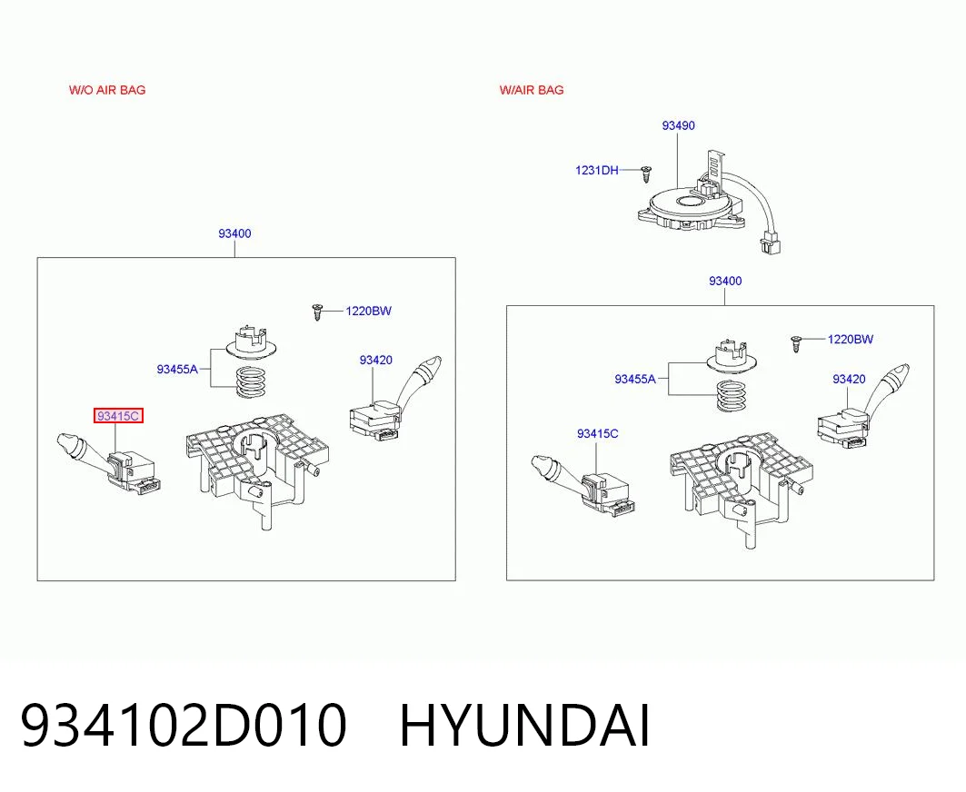934102D010 Hyundai/Kia Перемикач підрульовий, лівий