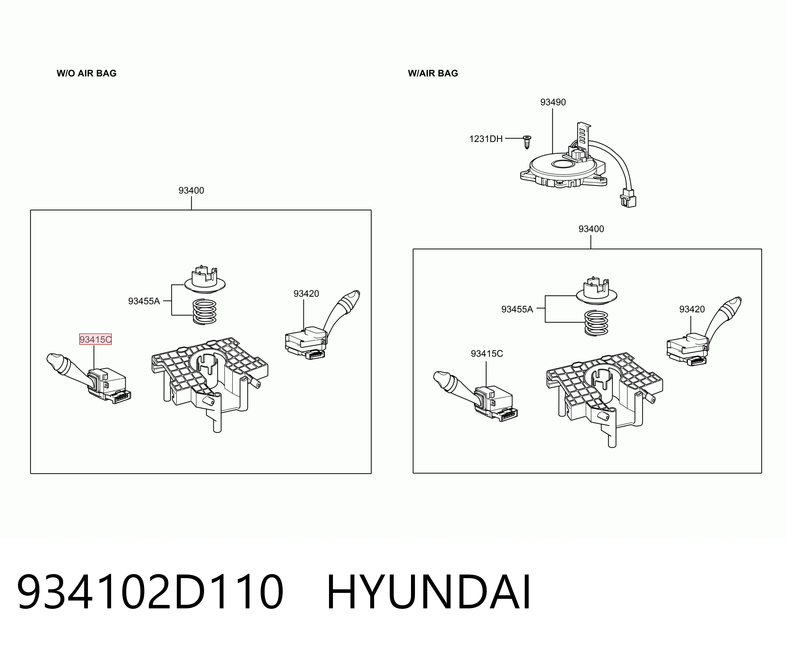 934102D110 Hyundai/Kia Перемикач підрульовий, лівий