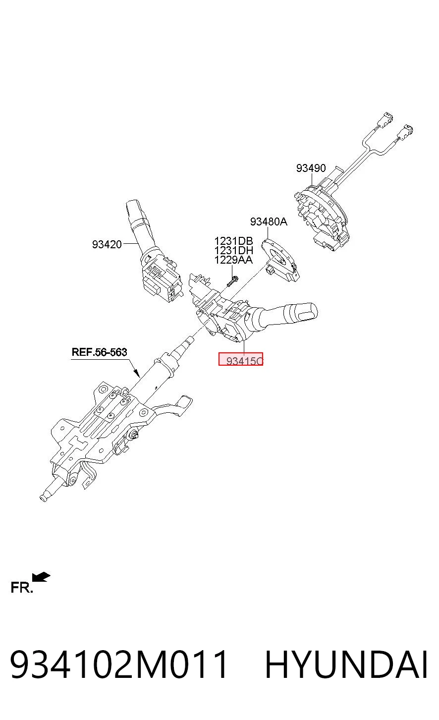 934102M011 Hyundai/Kia Перемикач підрульовий, лівий