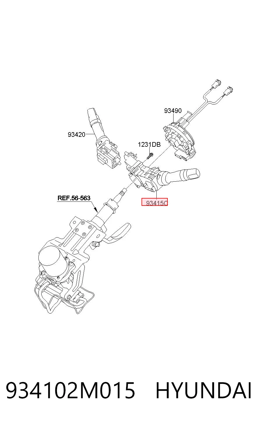 934102M015 Hyundai/Kia Перемикач підрульовий, лівий