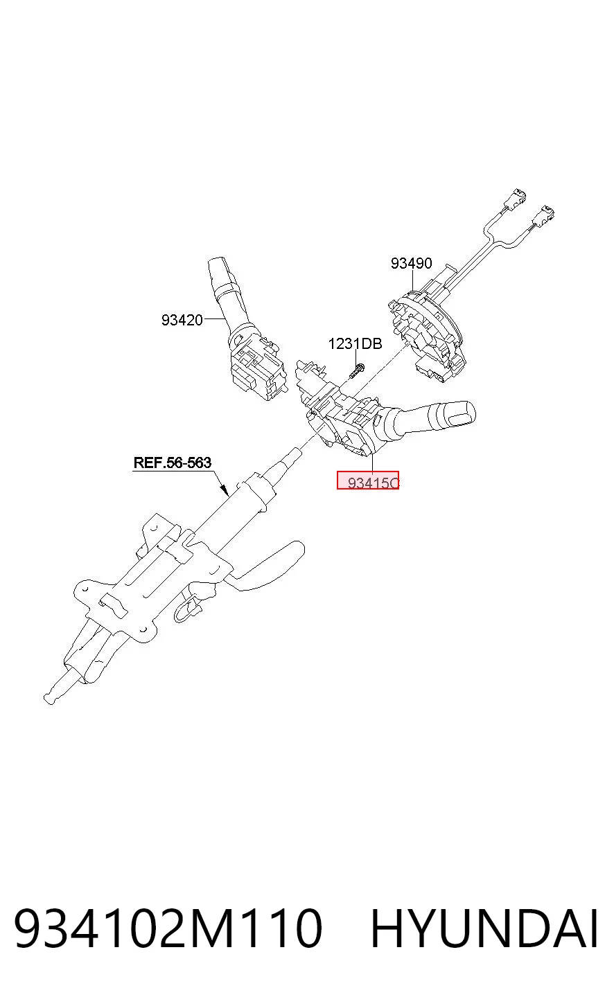 934102M110 Hyundai/Kia Перемикач підрульовий, лівий