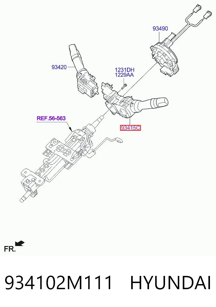 934102M111 Hyundai/Kia Перемикач підрульовий, лівий