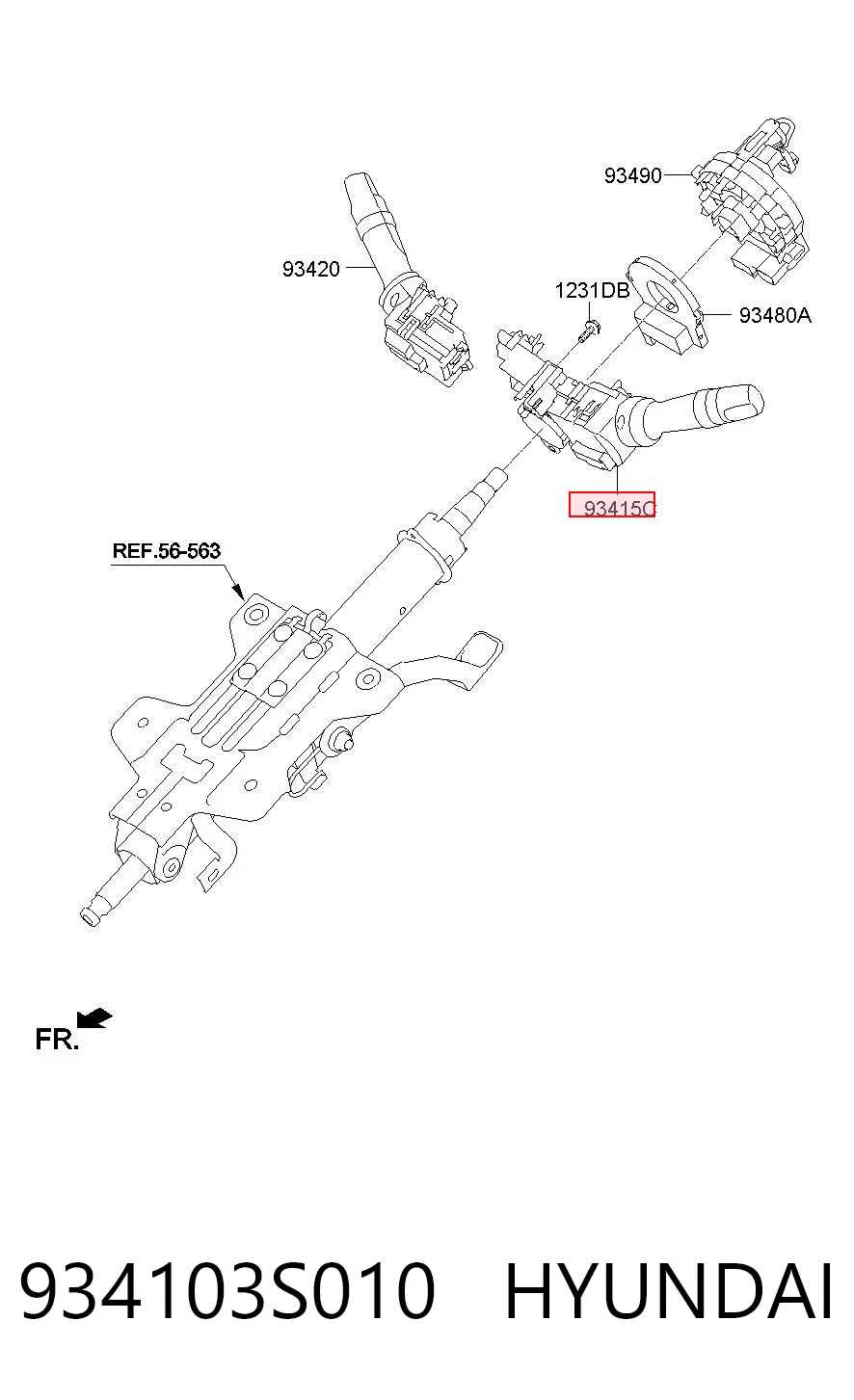934103S010 Hyundai/Kia Перемикач підрульовий, лівий