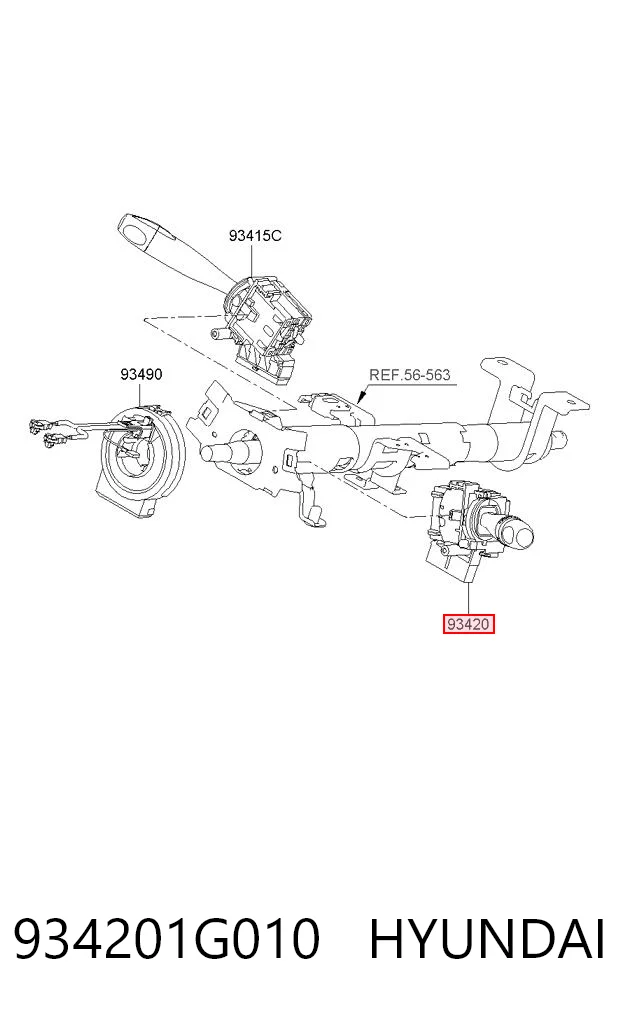 934201G010 Hyundai/Kia Перемикач підрульовий, правий