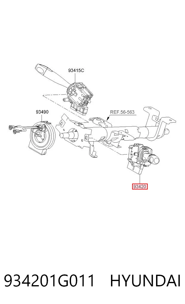 934201G011 Hyundai/Kia Перемикач підрульовий, правий