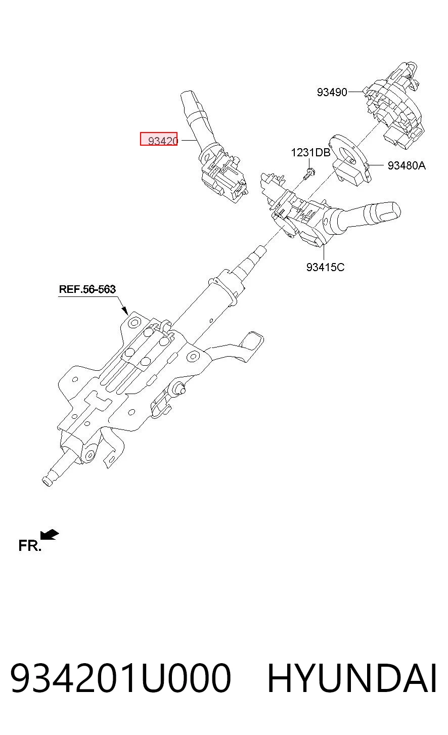 934201U000 Hyundai/Kia Перемикач підрульовий, правий
