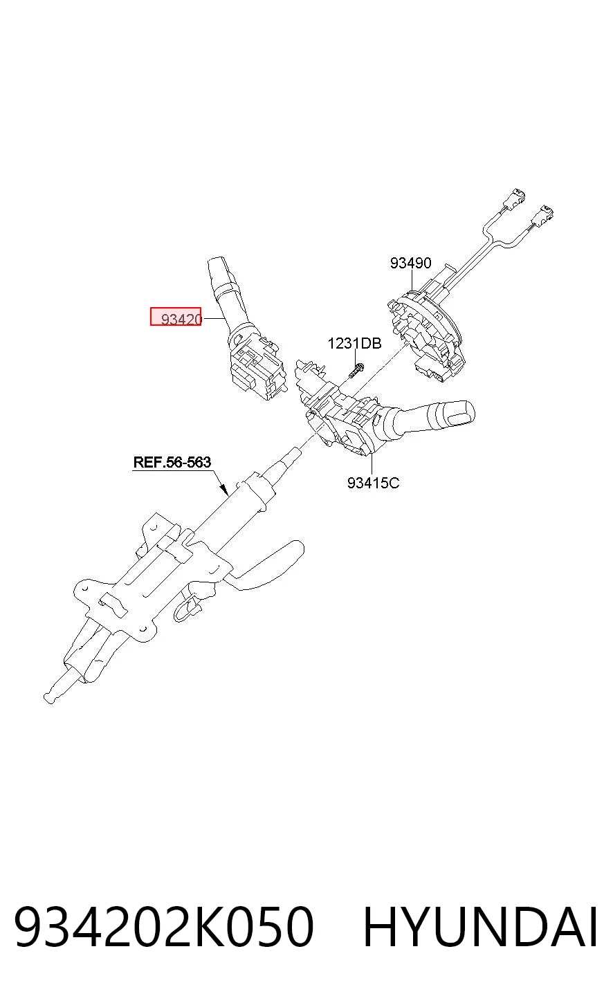 934202K050 Hyundai/Kia Перемикач підрульовий, правий