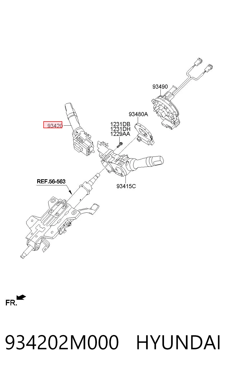 934202M000 Hyundai/Kia Перемикач підрульовий, правий