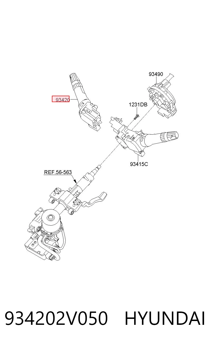 934202V050 Hyundai/Kia Перемикач підрульовий, лівий