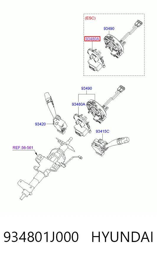 934801J000 Hyundai/Kia Датчик керма