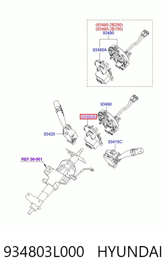 934803L000 Hyundai/Kia Датчик кута повороту керма