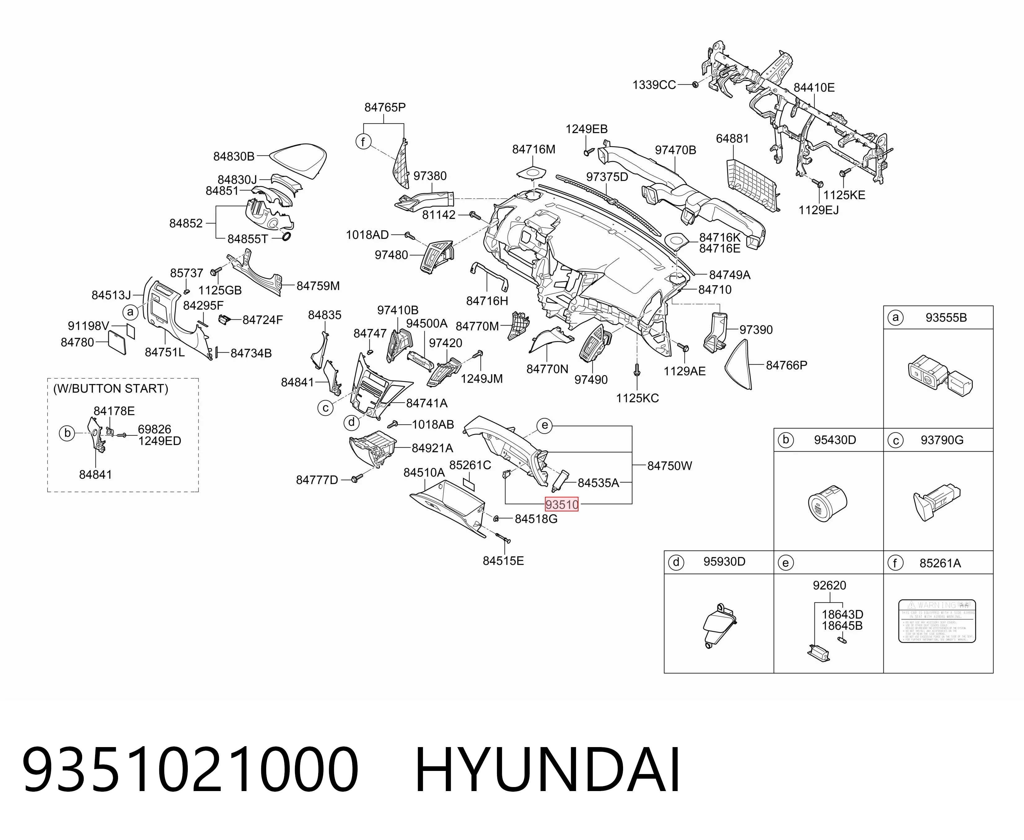 9351021000 Hyundai/Kia Кінцевик лампочки підсвічування бардачка