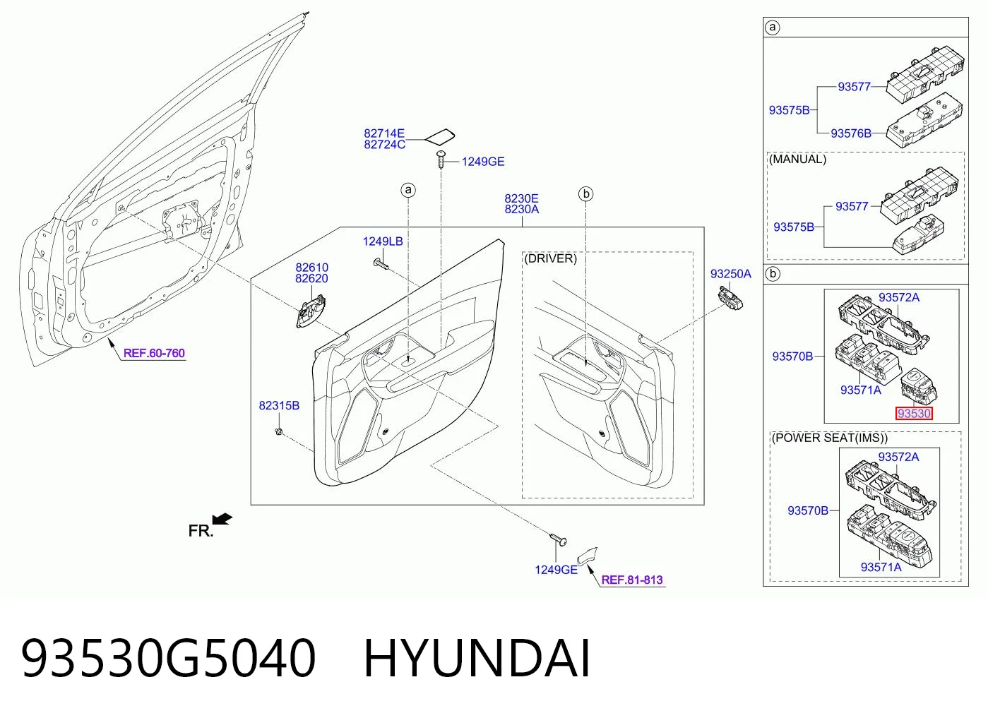 93530G5040 Hyundai/Kia Регулятор дзеркал