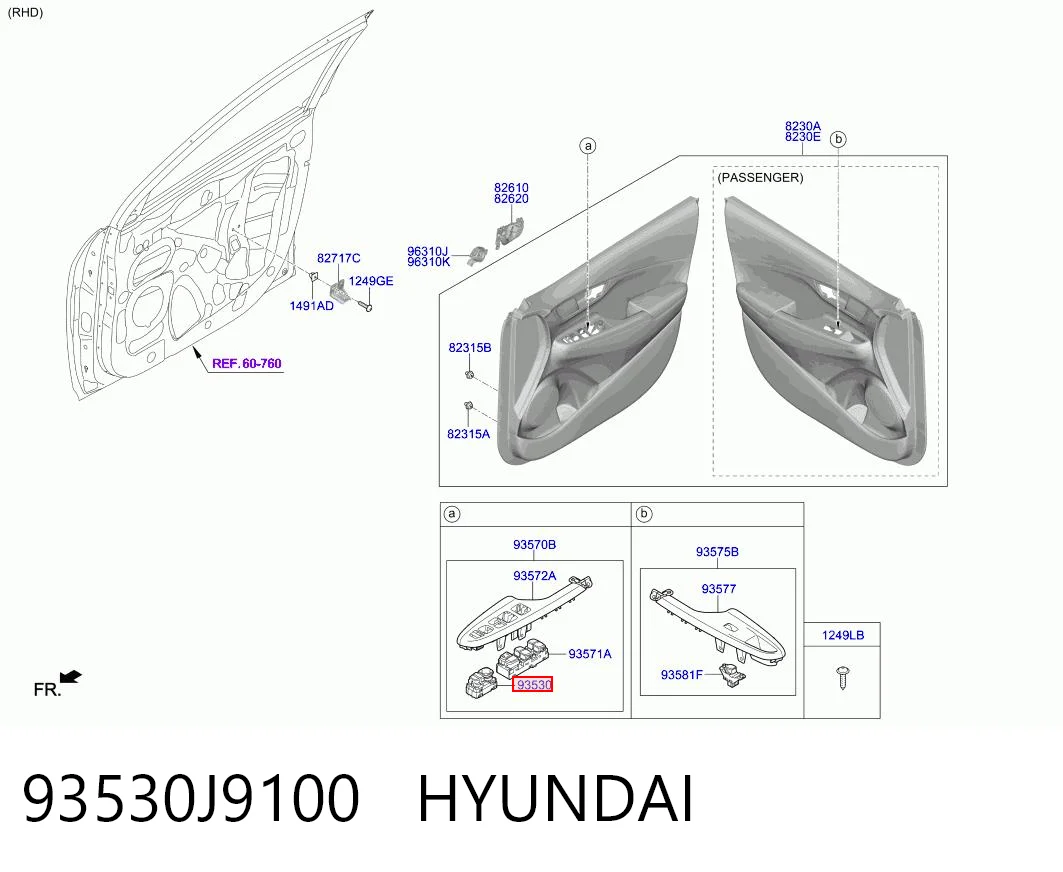 93530J9100 Hyundai/Kia Регулятор дзеркал