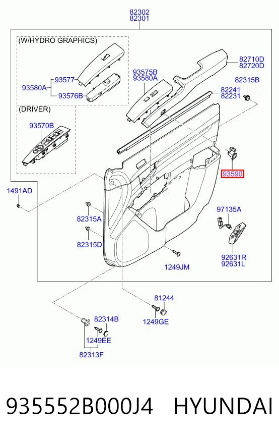 935552B000J4 Hyundai/Kia Кнопка відкриття лючка бензобака