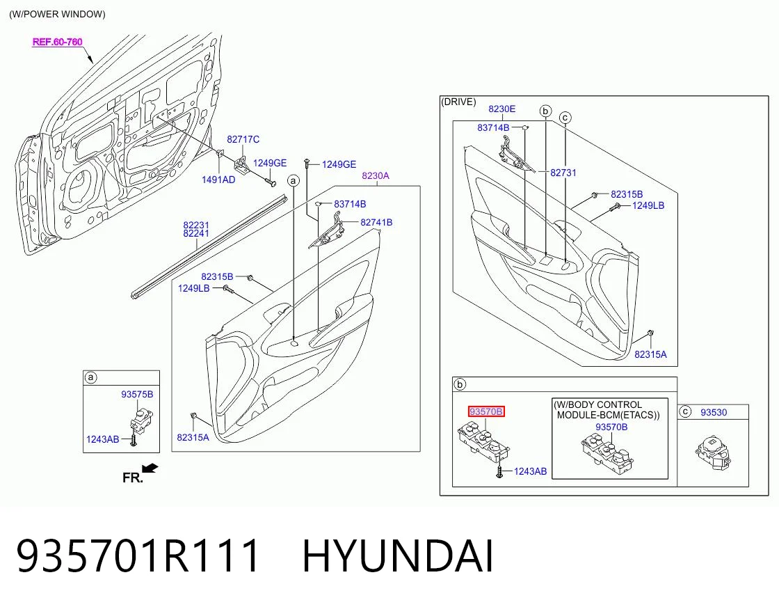 935701R111 Hyundai/Kia Кнопки переднього лівого склопід'ємника
