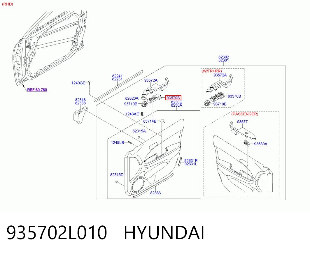935702L010 Hyundai/Kia Кнопки переднього лівого склопід'ємника