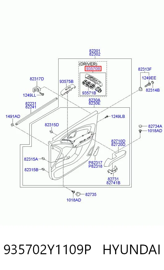 935702S0109P Hyundai/Kia Кнопки переднього лівого склопід'ємника